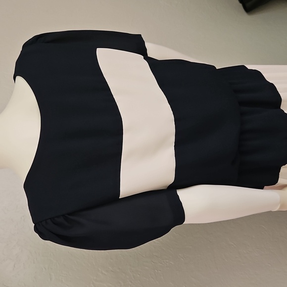 LIZ ROBERTS 1980s Nautical Sailor Pleated Accordian Blouson Chiffon Dress - Picture 8 of 13